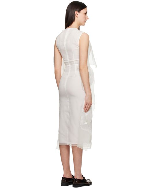 Erdem オフホワイト アシンメトリー カクテル ミディアムワンピース Black