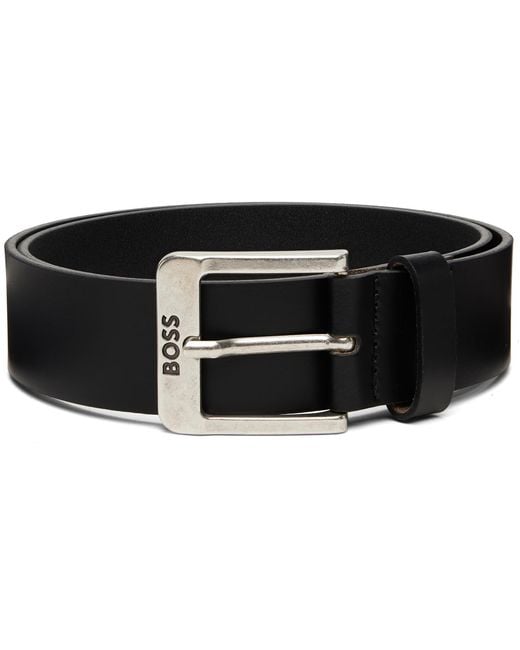 Boss Black Leather Belt for men