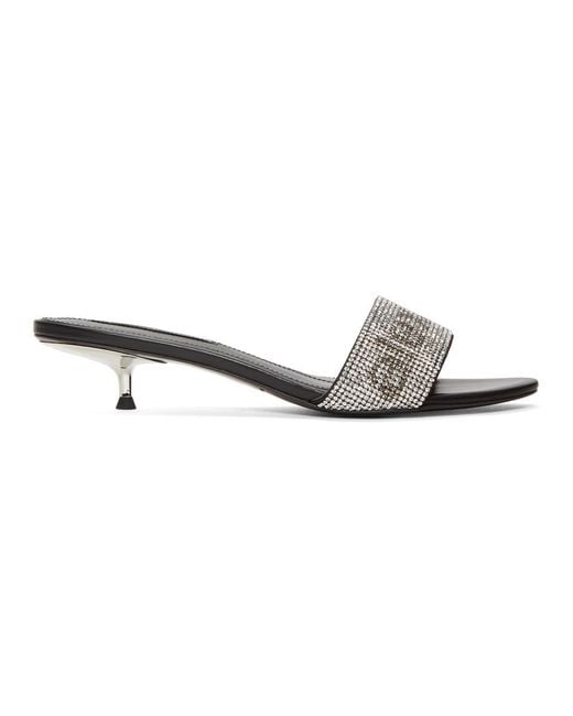 Alexander Wang Black Jo Crystal Logo Sandals