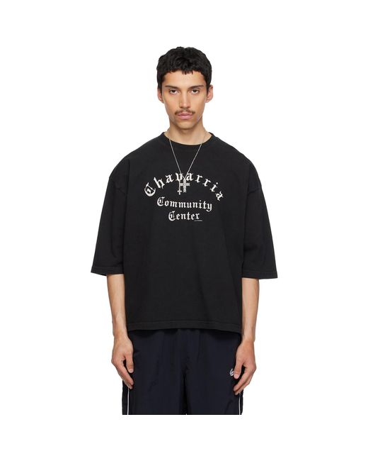 Willy Chavarria Black 'Chavarria Community Center' Buffalo T-Shirt for men