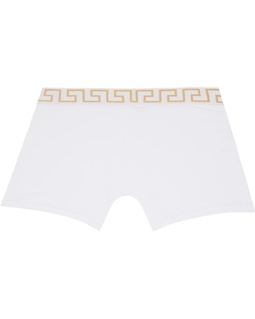 Versace Black Two-Pack & Greca Border Long Boxer Briefs for men