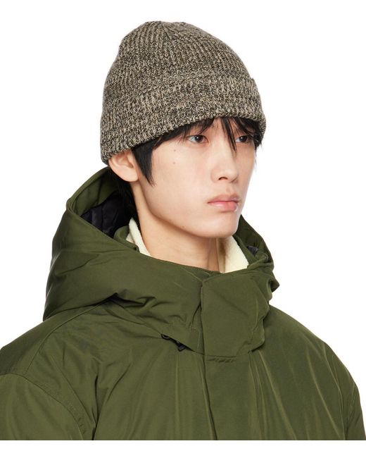 Norse Projects Green Brown & Beige Rib Beanie for men