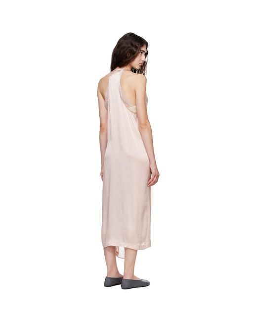 Maison Margiela Pink Lace Slip Midi Dress