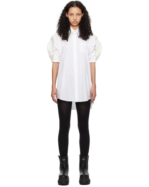 Sacai Black Off-white Puff Sleeve Minidress