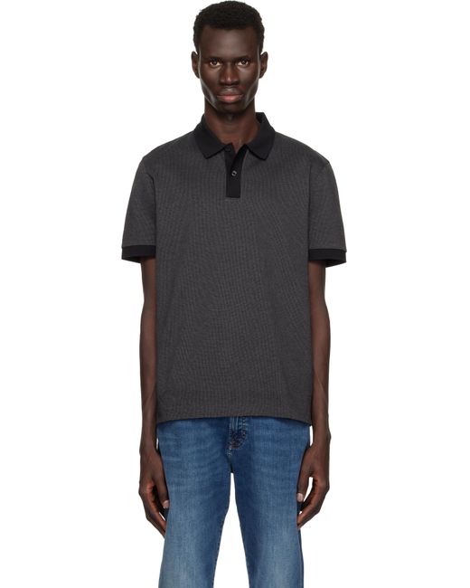 Polo Noir Et Gris En Coton Mercerisé À Motif Boss pour homme en coloris Black