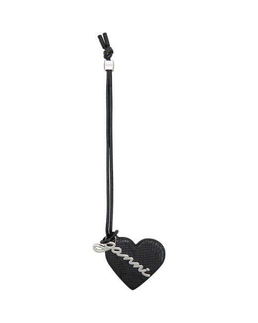 Ganni Black Snake Bou Heart Mirror Charm