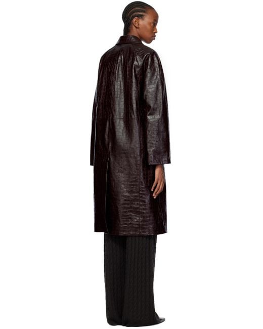 コート Toteme Croc embossed leather coat TOTEME embossed-crocodile Leather Maxi Coat | Brown | FARFETCH