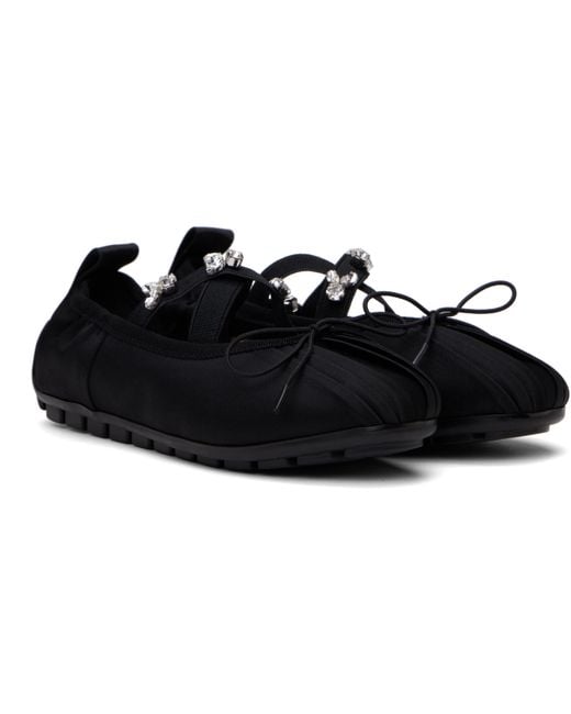 Simone Rocha Black Embellished Grip Ballerina Flats