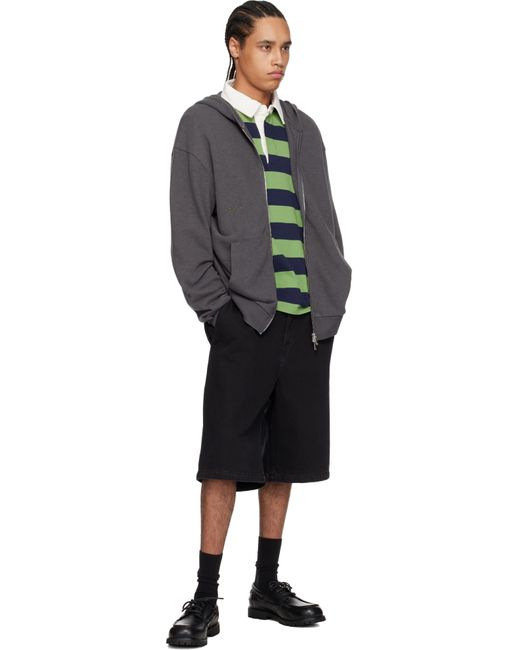 Palmes Blue Waffle Zip Hoodie for men