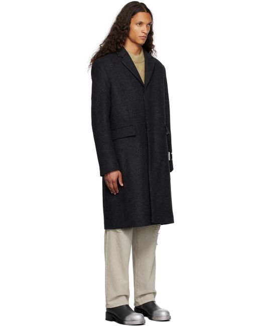 Acne Black Gray Single-breasted Coat for men