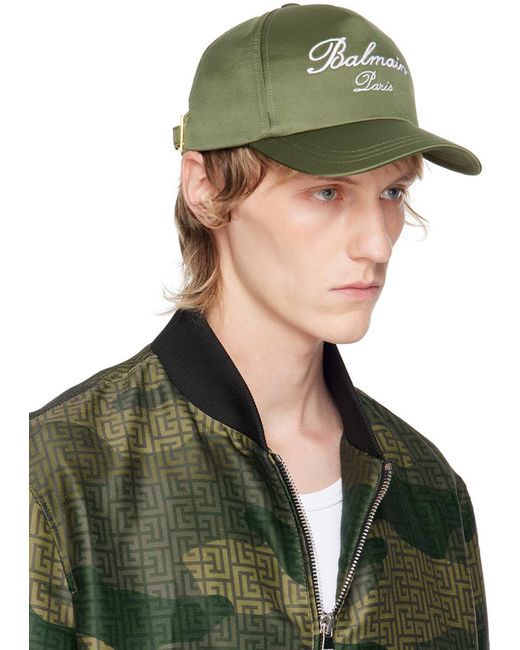 Balmain Green Embroide Cap for men
