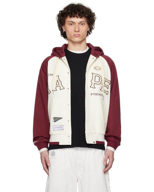 Aape By A Bathing Ape Black Off- & Burgundy Main Zip Up Jacket for men