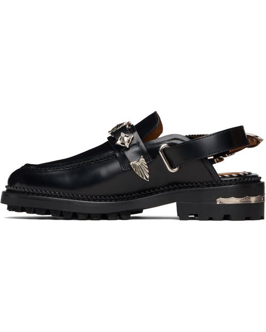 Toga Black Polished Leather Loafers