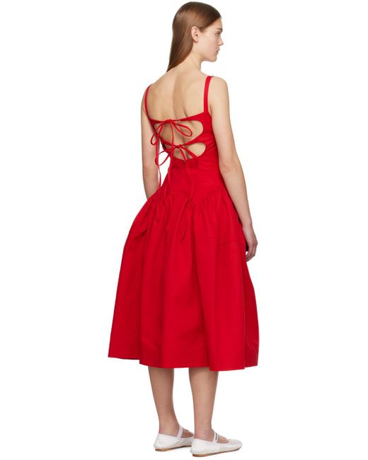 Sandy Liang Red Cricket Midi Dress
