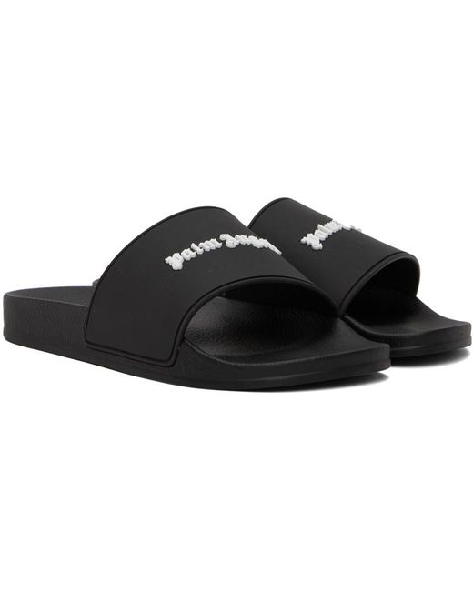 Palm Angels Black New Logo Pool Slides Lyst