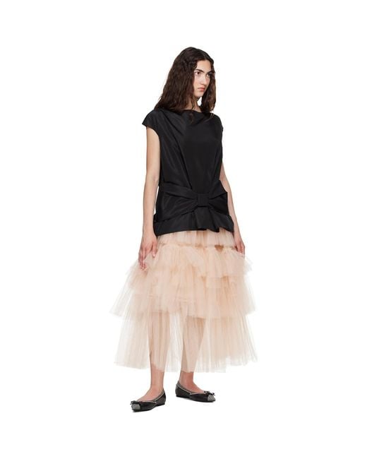 Simone Rocha Black Boxy Peplum Bow Detail Blouse