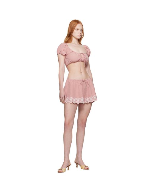 GUIZIO Pink Maelle Gingham Miniskirt