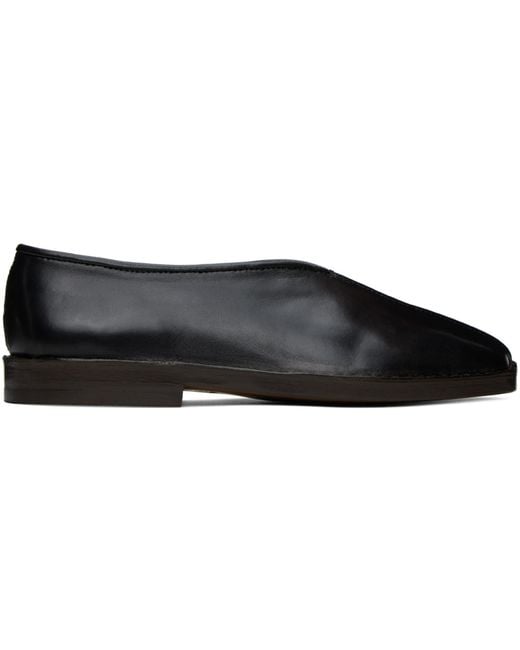 Lemaire Black Flat Piped Slippers