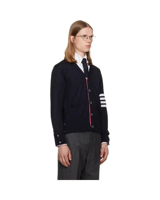 Thom Browne Black Merino Wool 4-Bar Classic Cardigan for men