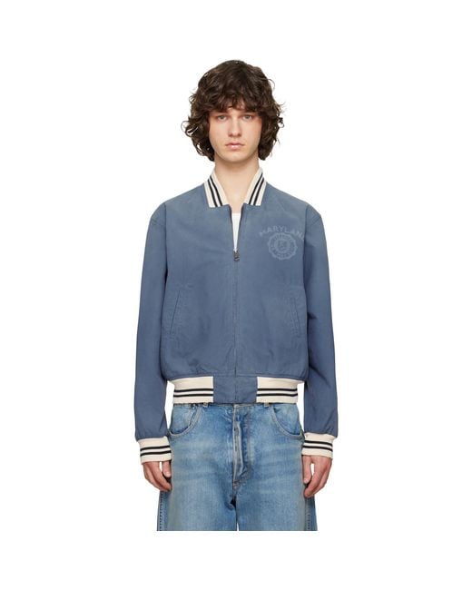 Maison Margiela Blue Varsity Caban Jacket for men