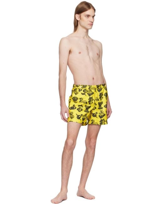 Vivienne Westwood Yellow Figurines Classic Swim Shorts for men