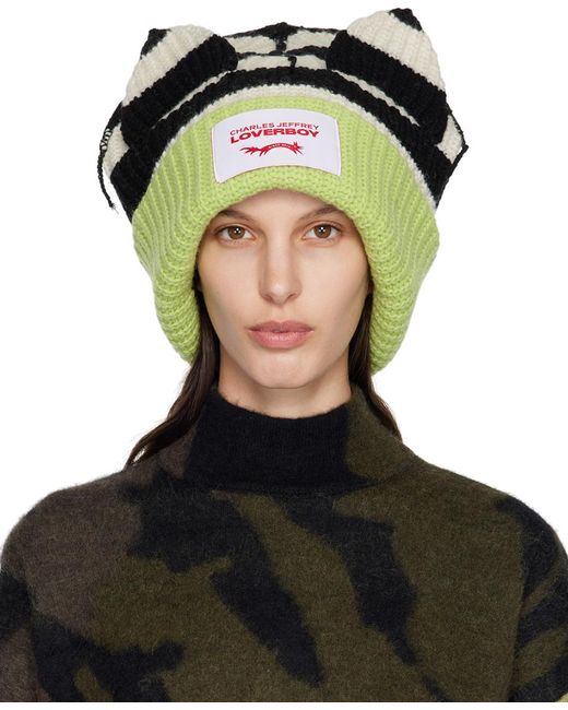 Charles Jeffrey Green Ssense Exclusive Supersized Chunky Ears Beanie