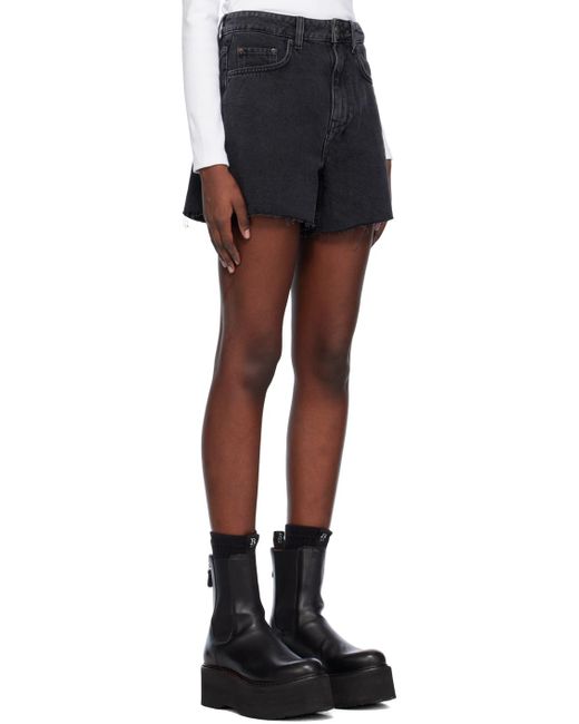 Ksubi Black Hi Line Denim Shorts