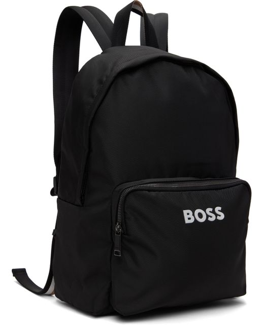 メンズ Boss ブラック アジャスタブルストラップ コントラストロゴ バックパック Black