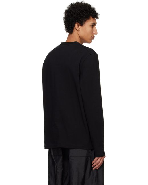 メンズ Jil Sander ブラック ロゴタグ 長袖Tシャツ Black