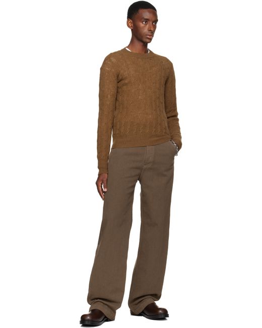 Pull Brun À Col Ras Du Cou Dries Van Noten pour homme en coloris Brown