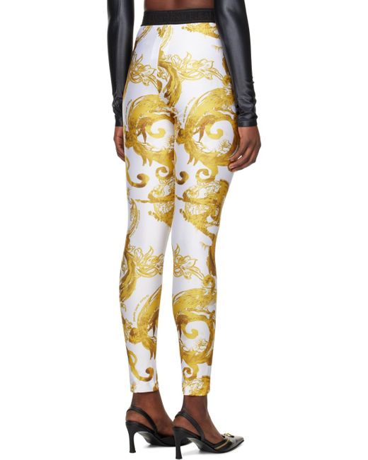 Versace Yellow White Watercolor Couture leggings
