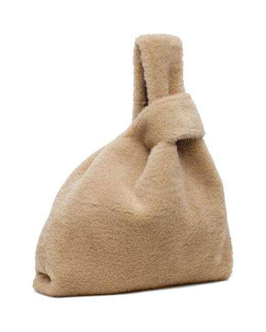 Simone Rocha Natural Embellished Faux Fur Shopper Tote