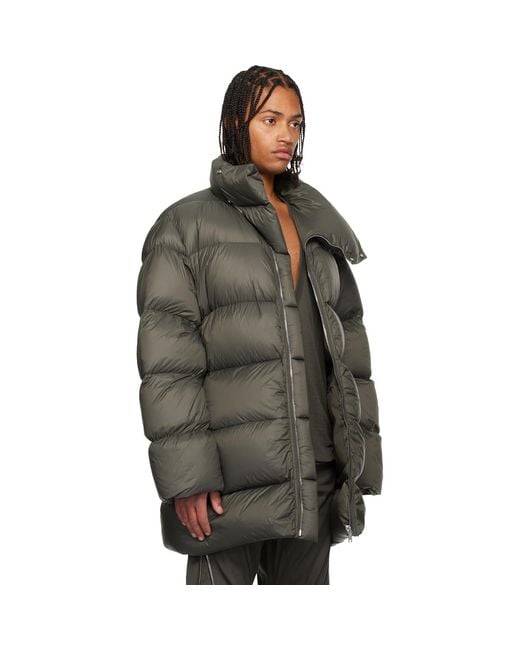 Rick Owens Black Khaki Concordians Turtle Down Coat for men