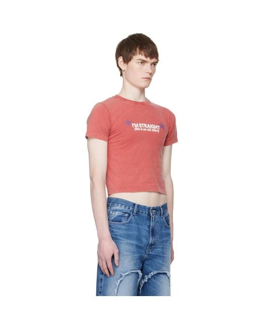 Carne Bollente Red 'Straight Up Gay' T-Shirt for men