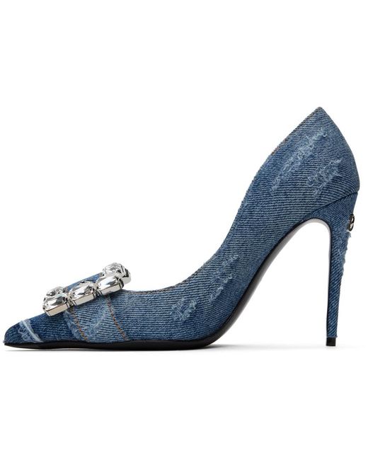 Escarpins bleus en denim à patchwork Dolce & Gabbana en coloris Blue