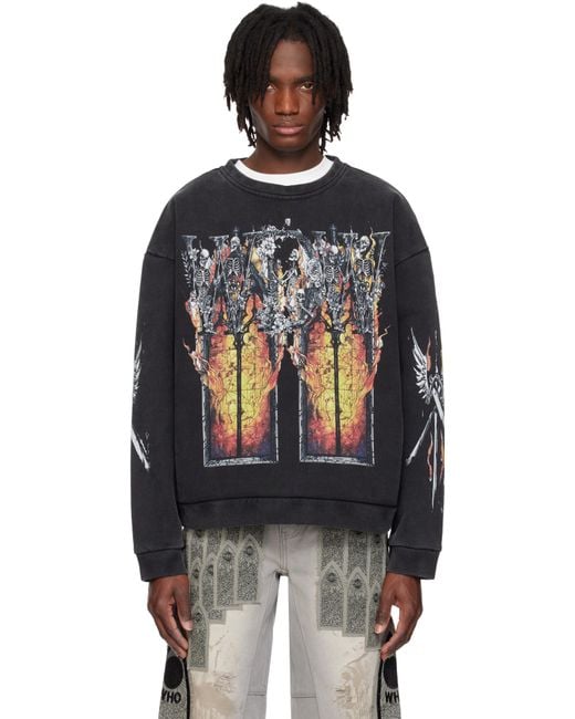 Who Decides War Black Ember Chapel Crewneck Sweatshirt for men