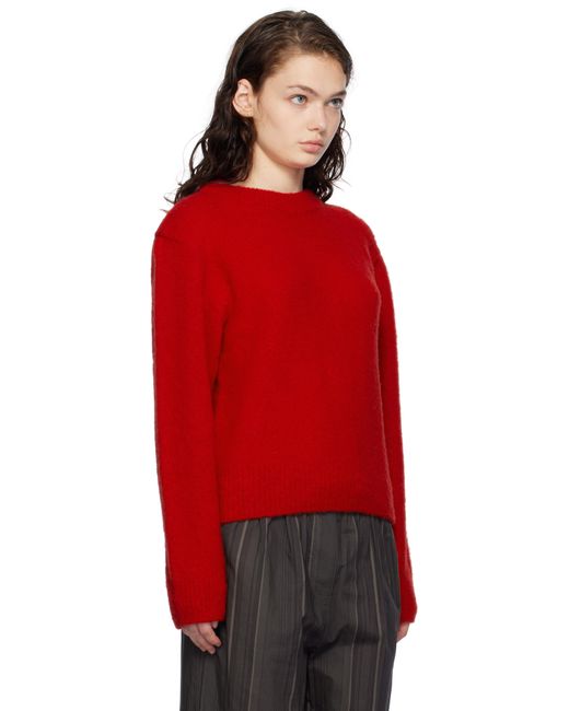 Amomento Red Fluffy Brushed Sweater