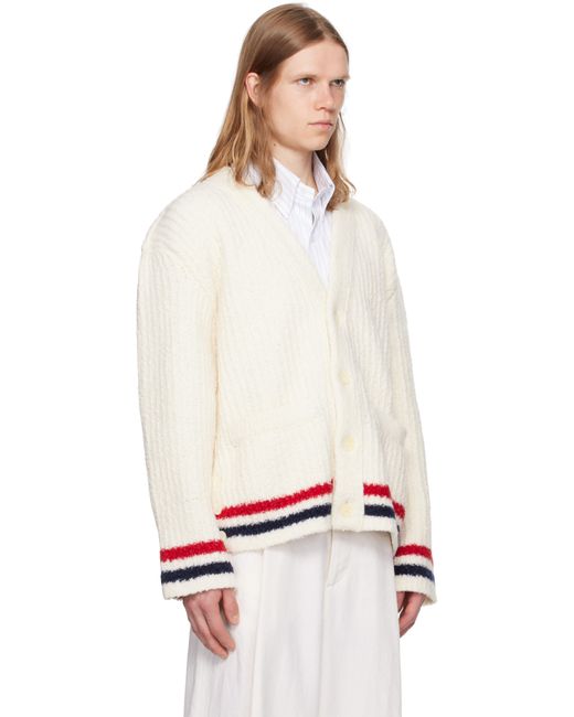 Thom Browne Multicolor Chunky Rib Stitch V Neck Cardigan for men