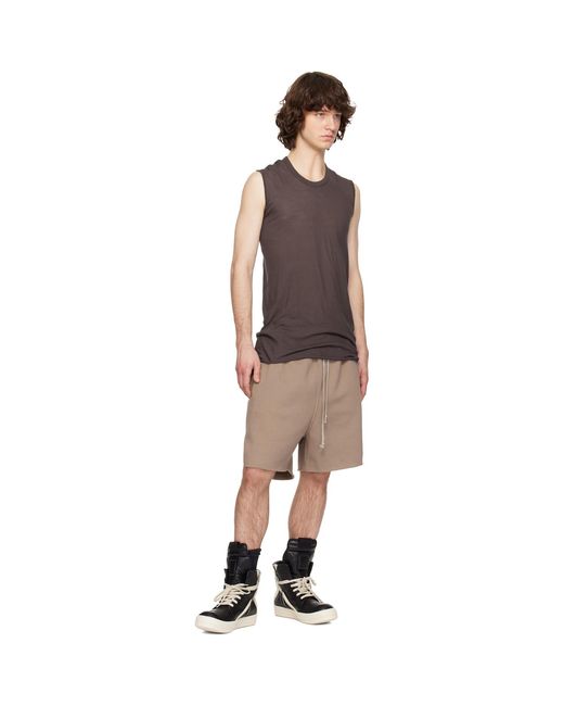 Rick Owens Natural Taupe Temple Heavy Sweatshirt Long Shorts for men