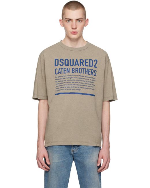 DSquared² Black Khaki Loose Fit T-shirt for men