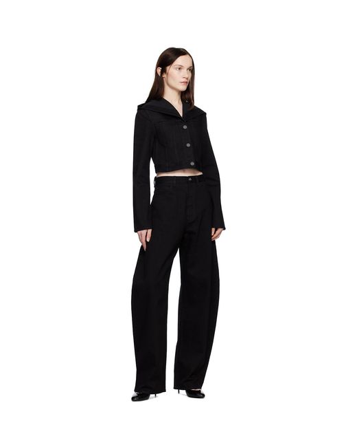 Alaïa Black Cropped Hooded Denim Jacket
