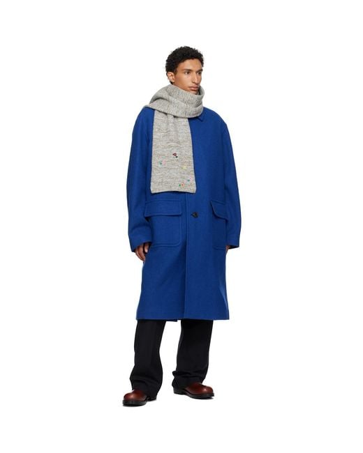 Dries Van Noten Gray Wool & Cashmere Scarf for men