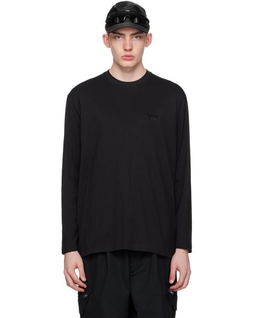 Y-3 Black Loose Long Sleeve T-shirt for men