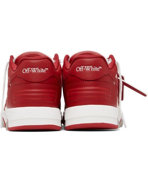 Off-White c/o Virgil Abloh Red 'Out Of Office' Calf Leather Sneakers