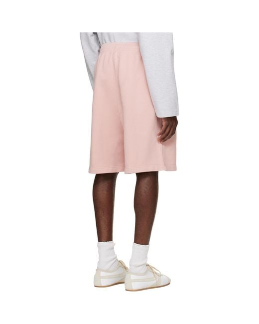 Acne Pink Embroidered Logo Shorts for men