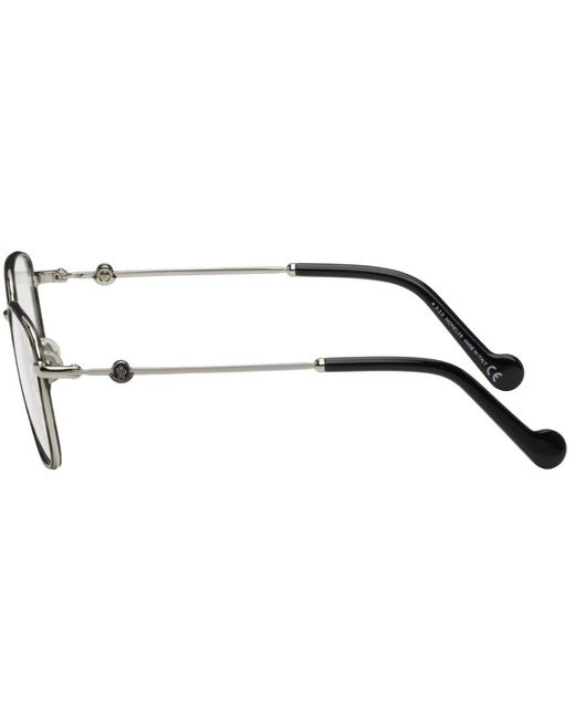 Moncler Black Silver Shiny Glasses for men