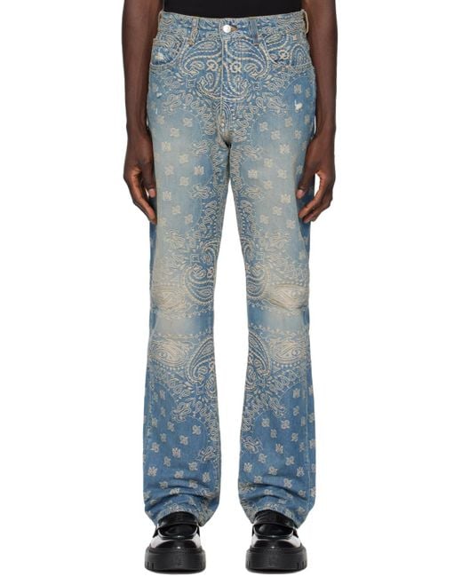 メンズ Amiri ブルー Bandana ジャカード ストレートジーンズ Blue