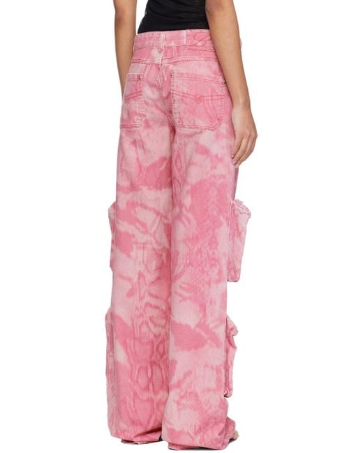 Pantalon cargo rose en denim à motif camouflage Blumarine en coloris Pink