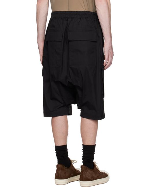 Rick Owens Black Cargo Pods Shorts for men