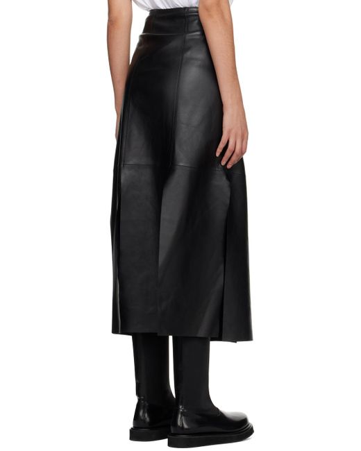 By Malene Birger Black Lunes Leather Midi Skirt